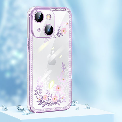 Custodia Silicone Cover Morbida Bling-Bling AT1 per Apple iPhone 14 Viola