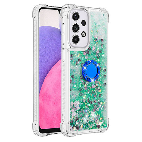 Custodia Silicone Cover Morbida Bling-Bling con Anello Supporto S01 per Samsung Galaxy A33 5G Verde