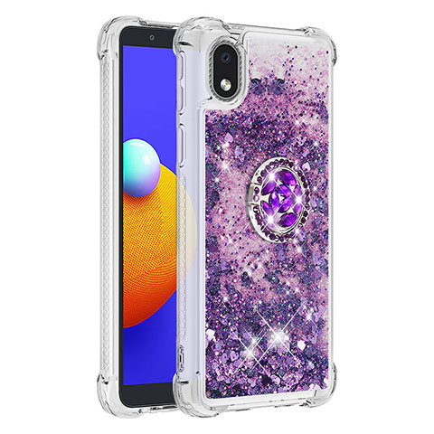 Custodia Silicone Cover Morbida Bling-Bling con Anello Supporto S01 per Samsung Galaxy M01 Core Viola