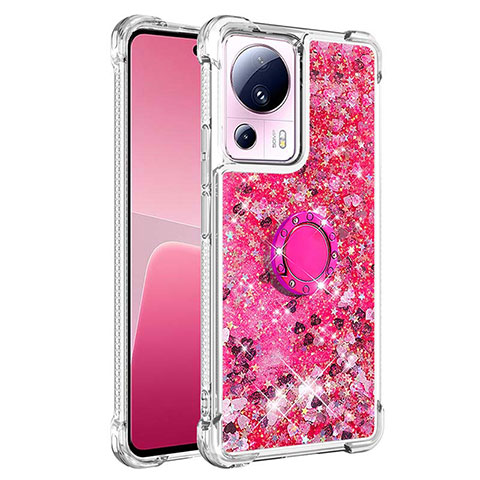 Custodia Silicone Cover Morbida Bling-Bling con Anello Supporto S01 per Xiaomi Civi 2 5G Rosa Caldo