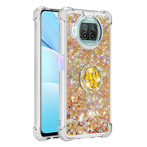 Custodia Silicone Cover Morbida Bling-Bling con Anello Supporto S01 per Xiaomi Mi 10T Lite 5G Oro