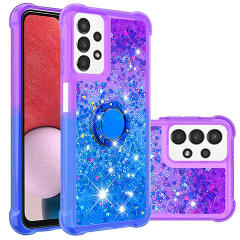 Custodia Silicone Cover Morbida Bling-Bling con Anello Supporto S02 per Samsung Galaxy A13 4G Viola