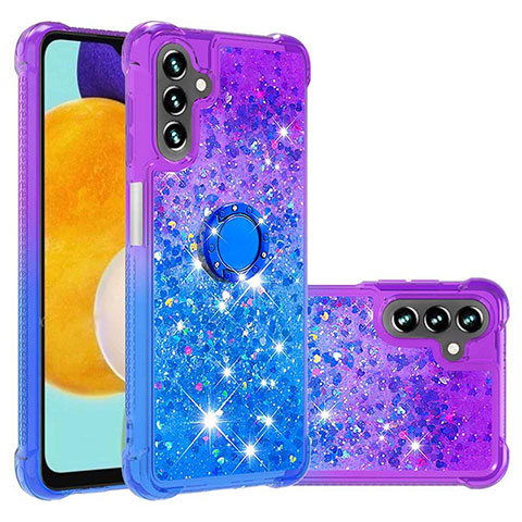 Custodia Silicone Cover Morbida Bling-Bling con Anello Supporto S02 per Samsung Galaxy A13 5G Viola