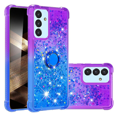 Custodia Silicone Cover Morbida Bling-Bling con Anello Supporto S02 per Samsung Galaxy A15 5G Viola