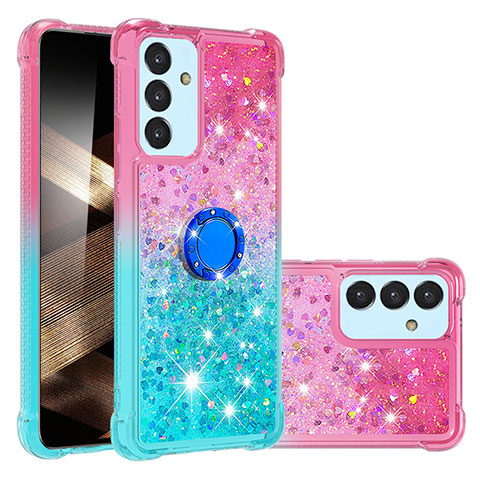 Custodia Silicone Cover Morbida Bling-Bling con Anello Supporto S02 per Samsung Galaxy A35 5G Rosa