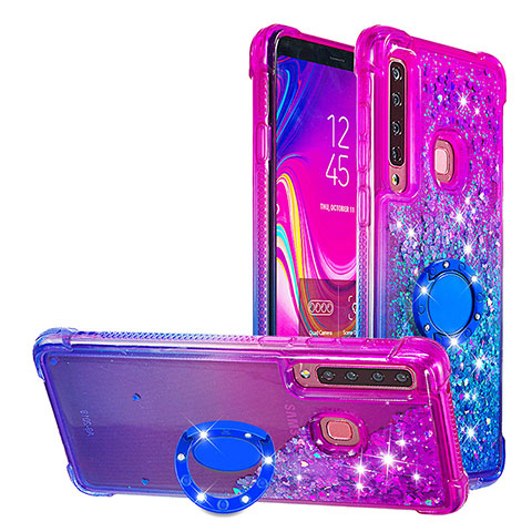 Custodia Silicone Cover Morbida Bling-Bling con Anello Supporto S02 per Samsung Galaxy A9 Star Pro Viola