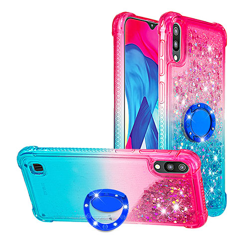 Custodia Silicone Cover Morbida Bling-Bling con Anello Supporto S02 per Samsung Galaxy M10 Rosa