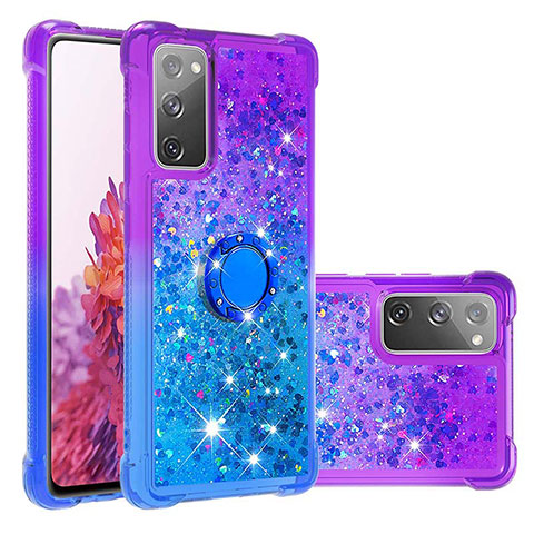 Custodia Silicone Cover Morbida Bling-Bling con Anello Supporto S02 per Samsung Galaxy S20 FE (2022) 5G Viola