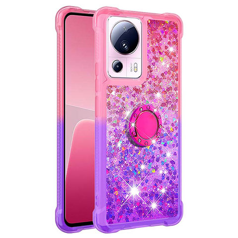 Custodia Silicone Cover Morbida Bling-Bling con Anello Supporto S02 per Xiaomi Civi 2 5G Rosa Caldo