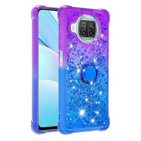 Custodia Silicone Cover Morbida Bling-Bling con Anello Supporto S02 per Xiaomi Mi 10i 5G Viola