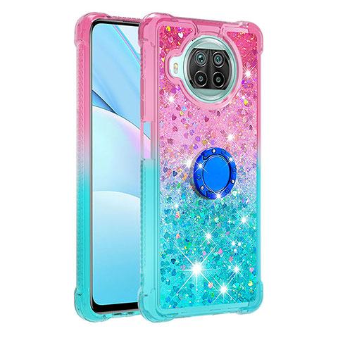 Custodia Silicone Cover Morbida Bling-Bling con Anello Supporto S02 per Xiaomi Mi 10T Lite 5G Rosa