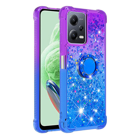 Custodia Silicone Cover Morbida Bling-Bling con Anello Supporto S02 per Xiaomi Poco X5 5G Viola