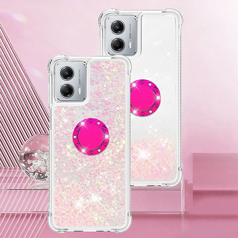 Custodia Silicone Cover Morbida Bling-Bling con Anello Supporto YB1 per Motorola Moto G 5G (2023) Rosa