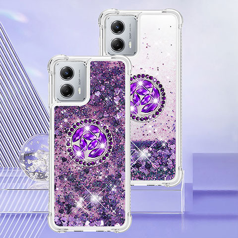 Custodia Silicone Cover Morbida Bling-Bling con Anello Supporto YB1 per Motorola Moto G 5G (2023) Viola