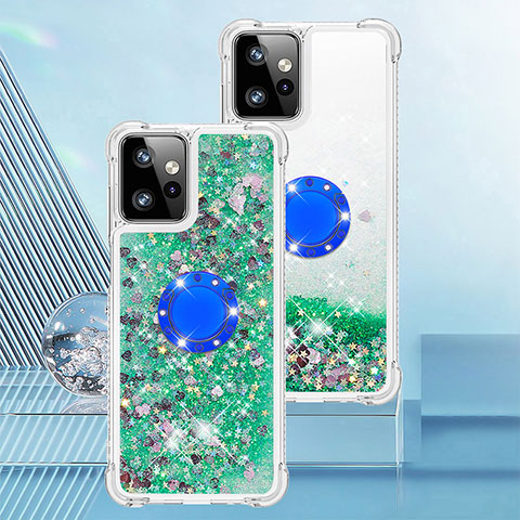 Custodia Silicone Cover Morbida Bling-Bling con Anello Supporto YB1 per Motorola Moto G Power 5G (2023) Verde