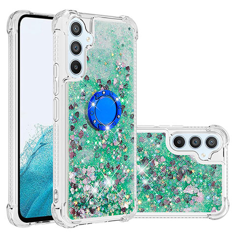 Custodia Silicone Cover Morbida Bling-Bling con Anello Supporto YB1 per Samsung Galaxy A54 5G Verde