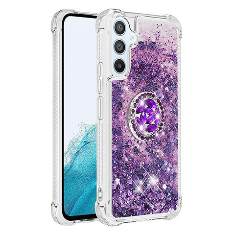 Custodia Silicone Cover Morbida Bling-Bling con Anello Supporto YB1 per Samsung Galaxy A54 5G Viola