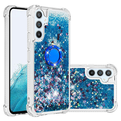 Custodia Silicone Cover Morbida Bling-Bling con Anello Supporto YB1 per Samsung Galaxy Quantum4 5G Blu