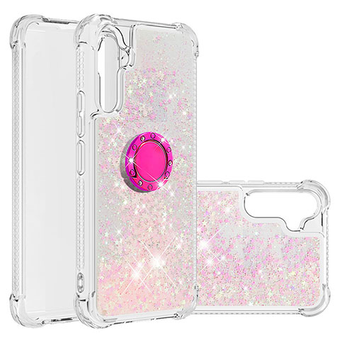 Custodia Silicone Cover Morbida Bling-Bling con Anello Supporto YB1 per Samsung Galaxy Quantum4 5G Rosa