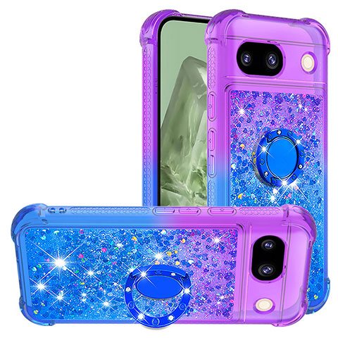 Custodia Silicone Cover Morbida Bling-Bling con Anello Supporto YB2 per Google Pixel 8a 5G Viola