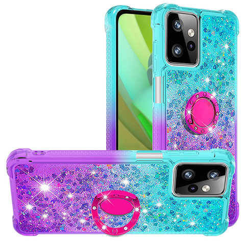 Custodia Silicone Cover Morbida Bling-Bling con Anello Supporto YB2 per Motorola Moto G Power 5G (2023) Cielo Blu