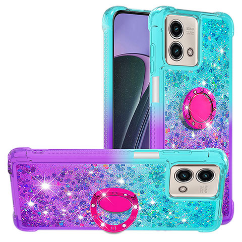 Custodia Silicone Cover Morbida Bling-Bling con Anello Supporto YB2 per Motorola Moto G Stylus (2023) 4G Cielo Blu