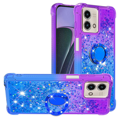 Custodia Silicone Cover Morbida Bling-Bling con Anello Supporto YB2 per Motorola Moto G Stylus (2023) 5G Viola