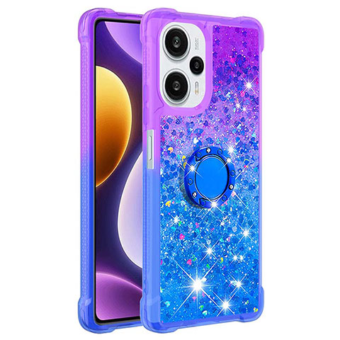 Custodia Silicone Cover Morbida Bling-Bling con Anello Supporto YB2 per Xiaomi Poco F5 5G Viola