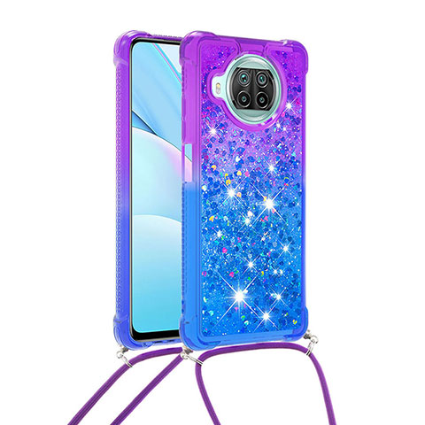 Custodia Silicone Cover Morbida Bling-Bling con Cinghia Cordino Mano S01 per Xiaomi Mi 10i 5G Viola