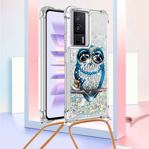 Custodia Silicone Cover Morbida Bling-Bling con Cinghia Cordino Mano S02 per Xiaomi Redmi K60 5G Multicolore