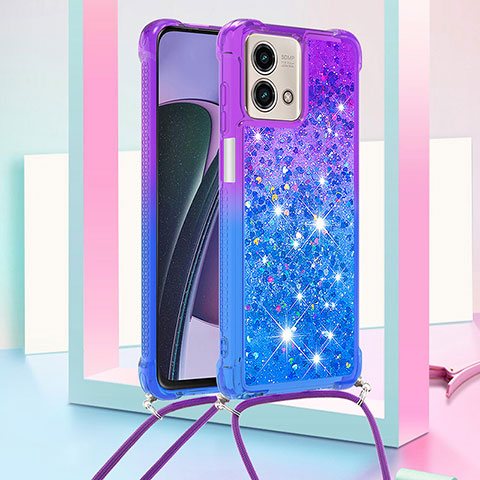 Custodia Silicone Cover Morbida Bling-Bling con Cinghia Cordino Mano YB1 per Motorola Moto G Stylus (2023) 4G Viola