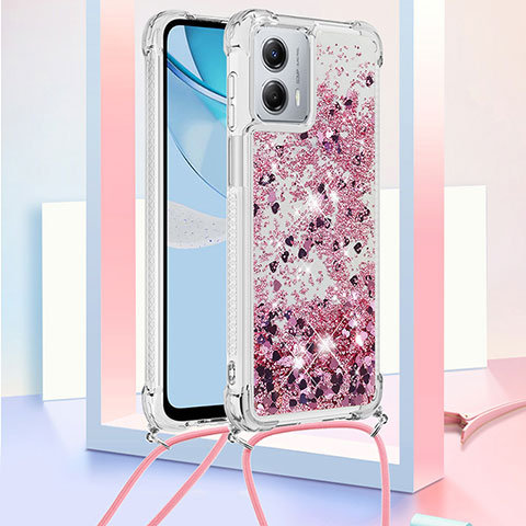 Custodia Silicone Cover Morbida Bling-Bling con Cinghia Cordino Mano YB3 per Motorola Moto G 5G (2023) Lavanda