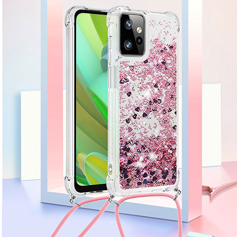 Custodia Silicone Cover Morbida Bling-Bling con Cinghia Cordino Mano YB3 per Motorola Moto G Power 5G (2023) Lavanda