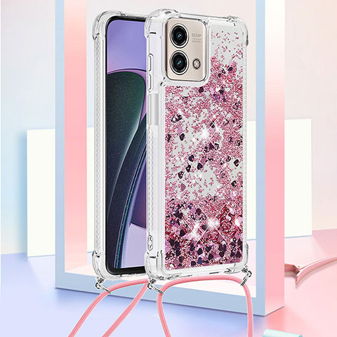 Custodia Silicone Cover Morbida Bling-Bling con Cinghia Cordino Mano YB3 per Motorola Moto G Stylus (2023) 4G Lavanda