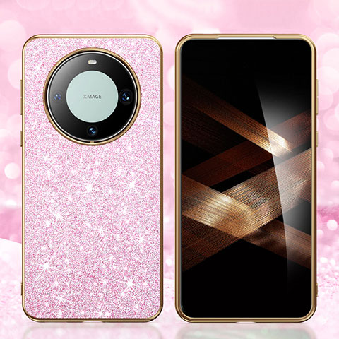 Custodia Silicone Cover Morbida Bling-Bling GS1 per Huawei Mate 60 Oro Rosa