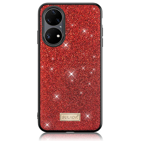 Custodia Silicone Cover Morbida Bling-Bling LD1 per Huawei P50 Pro Rosso