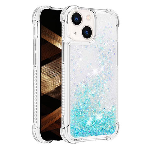 Custodia Silicone Cover Morbida Bling-Bling S01 per Apple iPhone 14 Cielo Blu