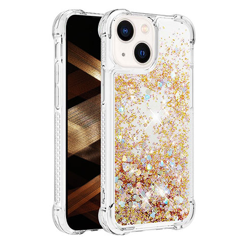 Custodia Silicone Cover Morbida Bling-Bling S01 per Apple iPhone 14 Oro