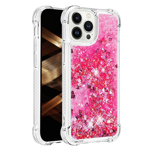 Custodia Silicone Cover Morbida Bling-Bling S01 per Apple iPhone 14 Pro Max Rosa Caldo