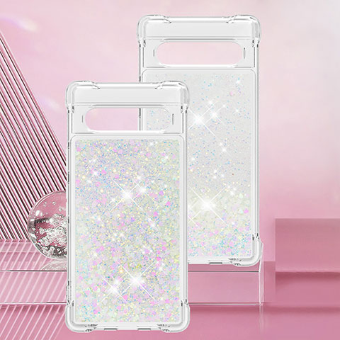 Custodia Silicone Cover Morbida Bling-Bling S01 per Google Pixel 7a 5G Argento