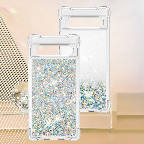 Custodia Silicone Cover Morbida Bling-Bling S01 per Google Pixel 7a 5G Bianco