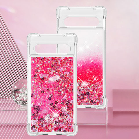 Custodia Silicone Cover Morbida Bling-Bling S01 per Google Pixel 7a 5G Rosa Caldo