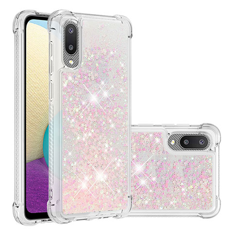 Custodia Silicone Cover Morbida Bling-Bling S01 per Samsung Galaxy A02 Rosa