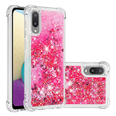 Custodia Silicone Cover Morbida Bling-Bling S01 per Samsung Galaxy A02 Rosa Caldo