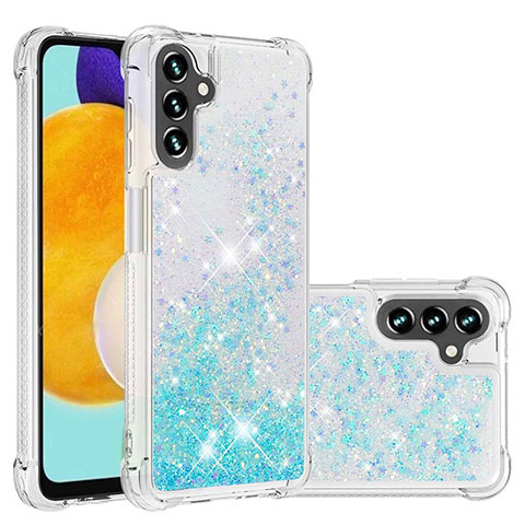 Custodia Silicone Cover Morbida Bling-Bling S01 per Samsung Galaxy A04s Cielo Blu