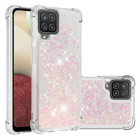 Custodia Silicone Cover Morbida Bling-Bling S01 per Samsung Galaxy A12 Rosa