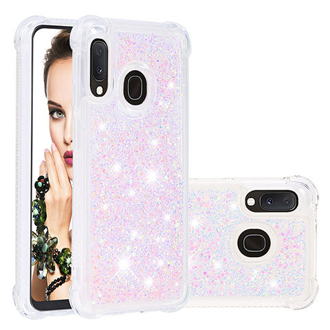 Custodia Silicone Cover Morbida Bling-Bling S01 per Samsung Galaxy A20e Rosa