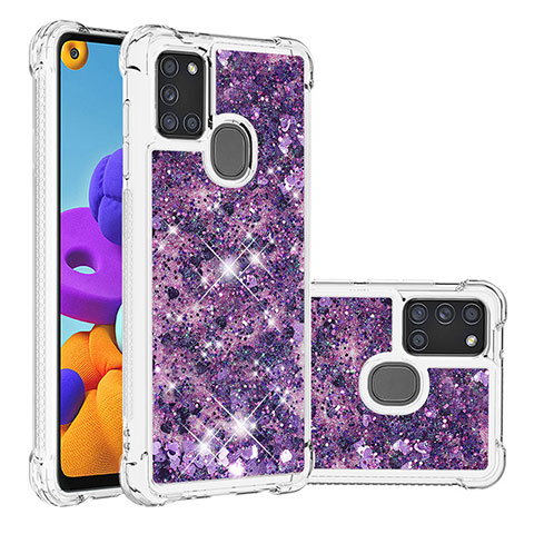 Custodia Silicone Cover Morbida Bling-Bling S01 per Samsung Galaxy A21s Viola