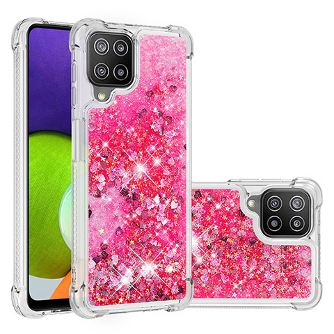 Custodia Silicone Cover Morbida Bling-Bling S01 per Samsung Galaxy A22 4G Rosa Caldo