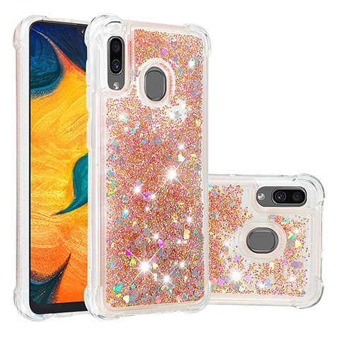 Custodia Silicone Cover Morbida Bling-Bling S01 per Samsung Galaxy A30 Oro